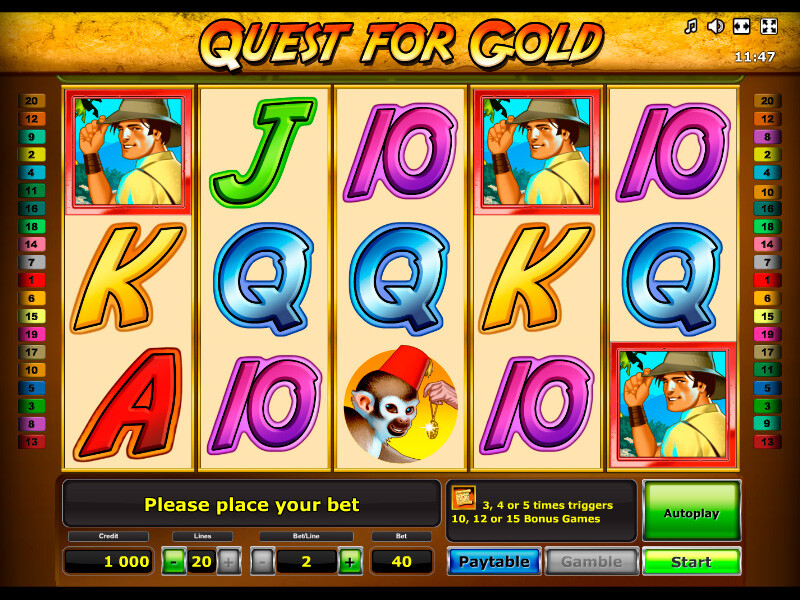 Quest for Gold Slot von Novoline